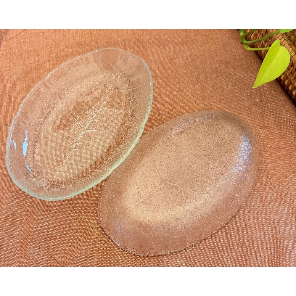 Vintage French Arcoroc "Aspen" Leaf Serving Platter Set (2)
